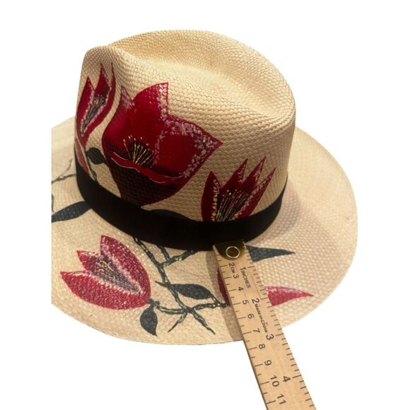 Hannia Char Cala Flower Hat – Bold Red Calla Lily Toquilla Straw Panama